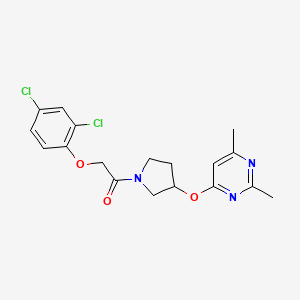 molecular formula C18H19Cl2N3O3 B2912141 2-(2,4-Dichlorophenoxy)-1-{3-[(2,6-dimethylpyrimidin-4-yl)oxy]pyrrolidin-1-yl}ethan-1-one CAS No. 2097904-22-6