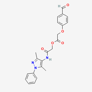 molecular formula C22H21N3O5 B2912147 [2-[(3,5-Dimethyl-1-phenylpyrazol-4-yl)amino]-2-oxoethyl] 2-(4-formylphenoxy)acetate CAS No. 1015926-13-2