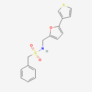 molecular formula C16H15NO3S2 B2912150 1-phenyl-N-((5-(thiophen-3-yl)furan-2-yl)methyl)methanesulfonamide CAS No. 2034439-92-2