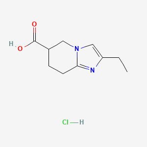 molecular formula C10H15ClN2O2 B2912152 2-Ethyl-5,6,7,8-tetrahydroimidazo[1,2-a]pyridine-6-carboxylic acid;hydrochloride CAS No. 2287281-56-3