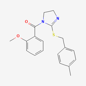 molecular formula C19H20N2O2S B2912161 (2-Methoxyphenyl)-[2-[(4-methylphenyl)methylsulfanyl]-4,5-dihydroimidazol-1-yl]methanone CAS No. 851804-88-1