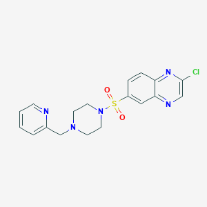 molecular formula C18H18ClN5O2S B2912163 2-Chloro-6-({4-[(pyridin-2-yl)methyl]piperazin-1-yl}sulfonyl)quinoxaline CAS No. 1394749-85-9