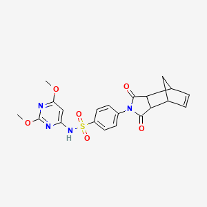 molecular formula C21H20N4O6S B2912169 N-(2,6-dimethoxypyrimidin-4-yl)-4-(1,3-dioxo-3a,4,7,7a-tetrahydro-1H-4,7-methanoisoindol-2(3H)-yl)benzenesulfonamide CAS No. 386702-16-5