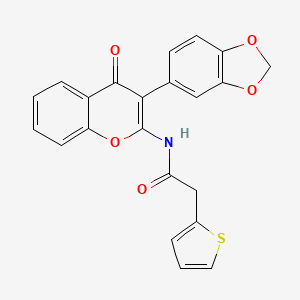 molecular formula C22H15NO5S B2912176 N-[3-(1,3-benzodioxol-5-yl)-4-oxochromen-2-yl]-2-thiophen-2-ylacetamide CAS No. 902327-40-6