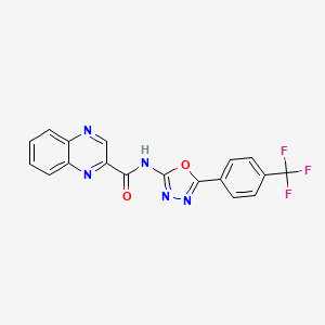 molecular formula C18H10F3N5O2 B2912177 N-(5-(4-(trifluoromethyl)phenyl)-1,3,4-oxadiazol-2-yl)quinoxaline-2-carboxamide CAS No. 1286713-97-0