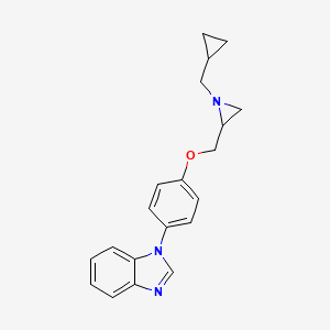 molecular formula C20H21N3O B2912192 1-[4-[[1-(Cyclopropylmethyl)aziridin-2-yl]methoxy]phenyl]benzimidazole CAS No. 2418719-96-5