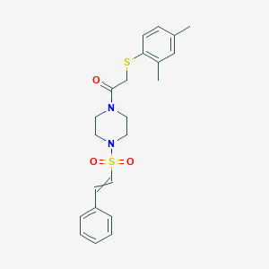 molecular formula C22H26N2O3S2 B2912206 2-[(2,4-二甲苯基)硫烷基]-1-[4-(2-苯乙烯磺酰基)哌嗪-1-基]乙烷-1-酮 CAS No. 1428113-60-3