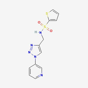 molecular formula C12H11N5O2S2 B2912218 N-((1-(pyridin-3-yl)-1H-1,2,3-triazol-4-yl)methyl)thiophene-2-sulfonamide CAS No. 2034583-88-3