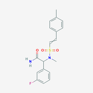 molecular formula C18H19FN2O3S B2912219 2-(3-fluorophenyl)-2-[N-methyl2-(4-methylphenyl)ethenesulfonamido]acetamide CAS No. 1424623-48-2