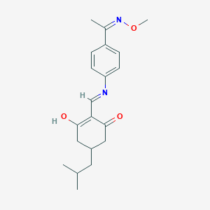 molecular formula C20H26N2O3 B2912220 2-(((4-(2-Aza-2-methoxy-1-methylvinyl)phenyl)amino)methylene)-5-(2-methylpropyl)cyclohexane-1,3-dione CAS No. 1024844-19-6