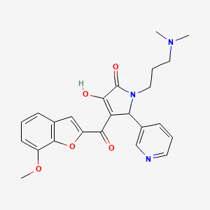 molecular formula C24H25N3O5 B2912224 1-(3-(dimethylamino)propyl)-3-hydroxy-4-(7-methoxybenzofuran-2-carbonyl)-5-(pyridin-3-yl)-1H-pyrrol-2(5H)-one CAS No. 623536-64-1