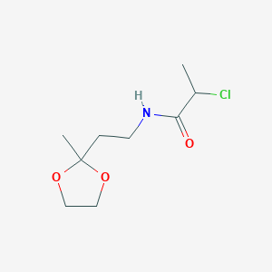 molecular formula C9H16ClNO3 B2912227 2-Chloro-N-[2-(2-methyl-1,3-dioxolan-2-yl)ethyl]propanamide CAS No. 2142146-64-1