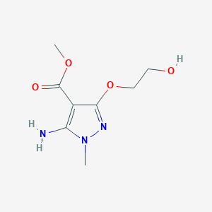 molecular formula C8H13N3O4 B2912240 methyl 5-amino-3-(2-hydroxyethoxy)-1-methyl-1H-pyrazole-4-carboxylate CAS No. 126865-28-9