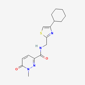 molecular formula C16H20N4O2S B2912241 N-((4-cyclohexylthiazol-2-yl)methyl)-1-methyl-6-oxo-1,6-dihydropyridazine-3-carboxamide CAS No. 2034399-97-6