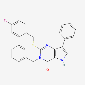 molecular formula C26H20FN3OS B2912271 3-benzyl-2-((4-fluorobenzyl)thio)-7-phenyl-3H-pyrrolo[3,2-d]pyrimidin-4(5H)-one CAS No. 2034490-42-9