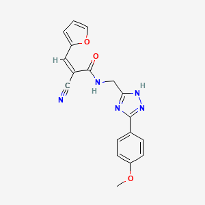 molecular formula C18H15N5O3 B2912285 (Z)-2-cyano-3-(furan-2-yl)-N-[[3-(4-methoxyphenyl)-1H-1,2,4-triazol-5-yl]methyl]prop-2-enamide CAS No. 1334025-77-2