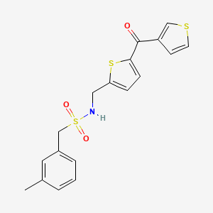 molecular formula C18H17NO3S3 B2912295 N-((5-(thiophene-3-carbonyl)thiophen-2-yl)methyl)-1-(m-tolyl)methanesulfonamide CAS No. 1797269-24-9