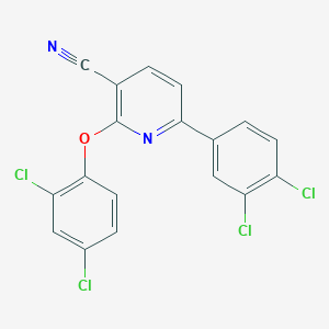 molecular formula C18H8Cl4N2O B2912303 2-(2,4-Dichlorophenoxy)-6-(3,4-dichlorophenyl)pyridine-3-carbonitrile CAS No. 252059-72-6