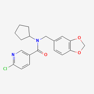 molecular formula C19H19ClN2O3 B2912304 N-[(2H-1,3-benzodioxol-5-yl)methyl]-6-chloro-N-cyclopentylpyridine-3-carboxamide CAS No. 1099227-57-2