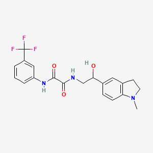 molecular formula C20H20F3N3O3 B2912309 N1-(2-hydroxy-2-(1-methylindolin-5-yl)ethyl)-N2-(3-(trifluoromethyl)phenyl)oxalamide CAS No. 1706323-33-2