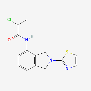 molecular formula C14H14ClN3OS B2912311 2-Chloro-N-[2-(1,3-thiazol-2-yl)-1,3-dihydroisoindol-4-yl]propanamide CAS No. 2411278-04-9