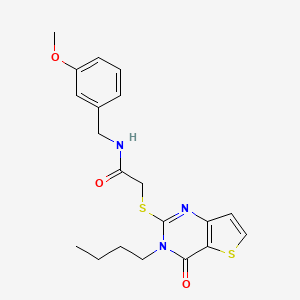 molecular formula C20H23N3O3S2 B2912313 2-({3-butyl-4-oxo-3H,4H-thieno[3,2-d]pyrimidin-2-yl}sulfanyl)-N-[(3-methoxyphenyl)methyl]acetamide CAS No. 1260951-83-4