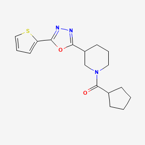 molecular formula C17H21N3O2S B2912320 Cyclopentyl(3-(5-(thiophen-2-yl)-1,3,4-oxadiazol-2-yl)piperidin-1-yl)methanone CAS No. 1105200-20-1