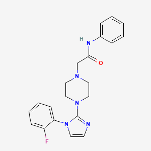 molecular formula C21H22FN5O B2912322 2-(4-(1-(2-fluorophenyl)-1H-imidazol-2-yl)piperazin-1-yl)-N-phenylacetamide CAS No. 1021132-39-7