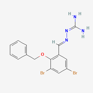 molecular formula C15H14Br2N4O B2912323 (2E)-2-[2-(benzyloxy)-3,5-dibromobenzylidene]hydrazinecarboximidamide CAS No. 725276-56-2