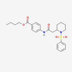 molecular formula C24H30N2O5S B2912329 Butyl 4-(2-(1-(phenylsulfonyl)piperidin-2-yl)acetamido)benzoate CAS No. 1207057-76-8