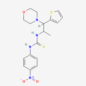 molecular formula C18H22N4O3S2 B2912336 1-(1-Morpholino-1-(thiophen-2-yl)propan-2-yl)-3-(4-nitrophenyl)thiourea CAS No. 863017-56-5