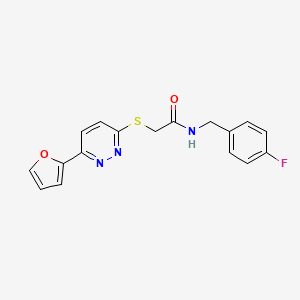 molecular formula C17H14FN3O2S B2912353 N-(4-fluorobenzyl)-2-((6-(furan-2-yl)pyridazin-3-yl)thio)acetamide CAS No. 872703-97-4