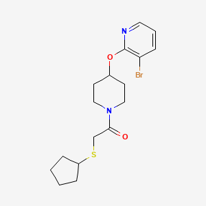molecular formula C17H23BrN2O2S B2912364 1-(4-((3-Bromopyridin-2-yl)oxy)piperidin-1-yl)-2-(cyclopentylthio)ethanone CAS No. 1448029-16-0