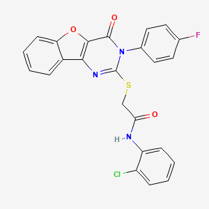 molecular formula C24H15ClFN3O3S B2912375 N-(2-chlorophenyl)-2-((3-(4-fluorophenyl)-4-oxo-3,4-dihydrobenzofuro[3,2-d]pyrimidin-2-yl)thio)acetamide CAS No. 866896-88-0
