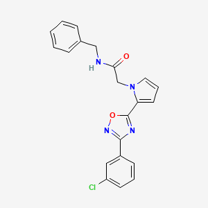 molecular formula C21H17ClN4O2 B2912389 N-benzyl-2-{2-[3-(3-chlorophenyl)-1,2,4-oxadiazol-5-yl]-1H-pyrrol-1-yl}acetamide CAS No. 1261018-24-9