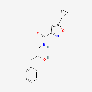 molecular formula C16H18N2O3 B2912392 5-cyclopropyl-N-(2-hydroxy-3-phenylpropyl)isoxazole-3-carboxamide CAS No. 1421532-73-1