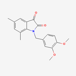 B2912404 1-(3,4-Dimethoxybenzyl)-5,7-dimethylindoline-2,3-dione CAS No. 883279-95-6