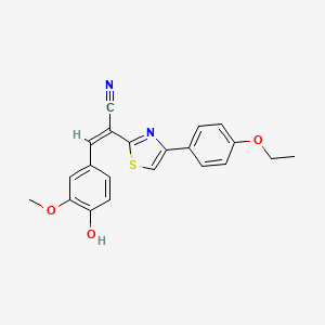 molecular formula C21H18N2O3S B2912431 (Z)-2-(4-(4-ethoxyphenyl)thiazol-2-yl)-3-(4-hydroxy-3-methoxyphenyl)acrylonitrile CAS No. 476671-12-2