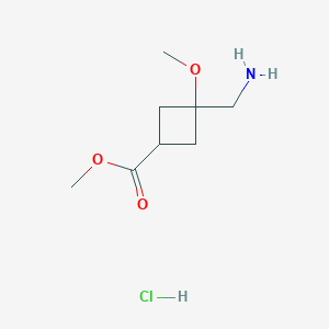 molecular formula C8H16ClNO3 B2912440 Methyl 3-(aminomethyl)-3-methoxycyclobutane-1-carboxylate;hydrochloride CAS No. 2247087-90-5