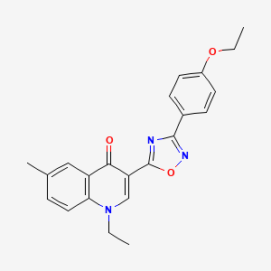 molecular formula C22H21N3O3 B2912441 3-[3-(4-ethoxyphenyl)-1,2,4-oxadiazol-5-yl]-1-ethyl-6-methylquinolin-4(1H)-one CAS No. 1260712-94-4