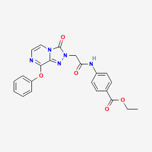 molecular formula C22H19N5O5 B2912442 ethyl 4-(2-(3-oxo-8-phenoxy-[1,2,4]triazolo[4,3-a]pyrazin-2(3H)-yl)acetamido)benzoate CAS No. 1216498-13-3