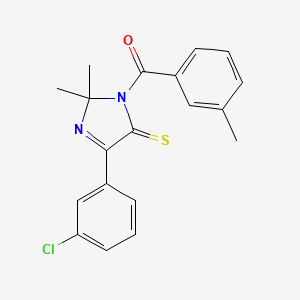 molecular formula C19H17ClN2OS B2912446 (4-(3-chlorophenyl)-2,2-dimethyl-5-thioxo-2,5-dihydro-1H-imidazol-1-yl)(m-tolyl)methanone CAS No. 1223952-47-3