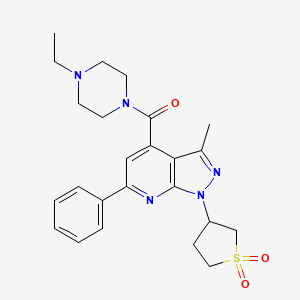 molecular formula C24H29N5O3S B2912455 (1-(1,1-dioxidotetrahydrothiophen-3-yl)-3-methyl-6-phenyl-1H-pyrazolo[3,4-b]pyridin-4-yl)(4-ethylpiperazin-1-yl)methanone CAS No. 1021223-72-2