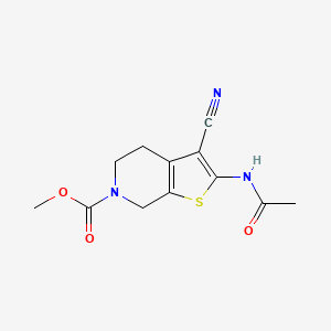 molecular formula C12H13N3O3S B2912480 methyl 2-acetamido-3-cyano-4,5-dihydrothieno[2,3-c]pyridine-6(7H)-carboxylate CAS No. 886952-80-3