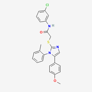 molecular formula C25H22ClN3O2S B2912488 N-(3-chlorophenyl)-2-((5-(4-methoxyphenyl)-1-(o-tolyl)-1H-imidazol-2-yl)thio)acetamide CAS No. 1207026-65-0