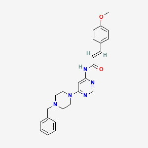 molecular formula C25H27N5O2 B2912489 (E)-N-(6-(4-benzylpiperazin-1-yl)pyrimidin-4-yl)-3-(4-methoxyphenyl)acrylamide CAS No. 1396891-90-9
