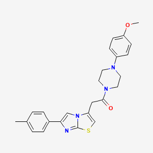 molecular formula C25H26N4O2S B2912492 1-(4-(4-Methoxyphenyl)piperazin-1-yl)-2-(6-(p-tolyl)imidazo[2,1-b]thiazol-3-yl)ethanone CAS No. 897462-99-6