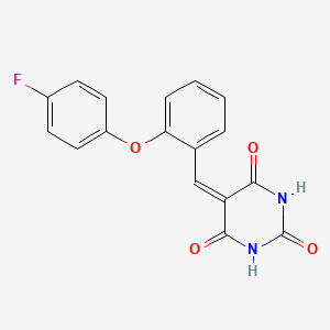 molecular formula C17H11FN2O4 B2912503 5-{[2-(4-fluorophenoxy)phenyl]methylene}-2,4,6(1H,3H,5H)-pyrimidinetrione CAS No. 477856-88-5