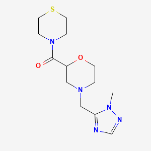 molecular formula C13H21N5O2S B2912506 [4-[(2-Methyl-1,2,4-triazol-3-yl)methyl]morpholin-2-yl]-thiomorpholin-4-ylmethanone CAS No. 2415604-36-1