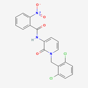 molecular formula C19H13Cl2N3O4 B2912510 N-[1-(2,6-dichlorobenzyl)-2-oxo-1,2-dihydro-3-pyridinyl]-2-nitrobenzenecarboxamide CAS No. 338784-59-1